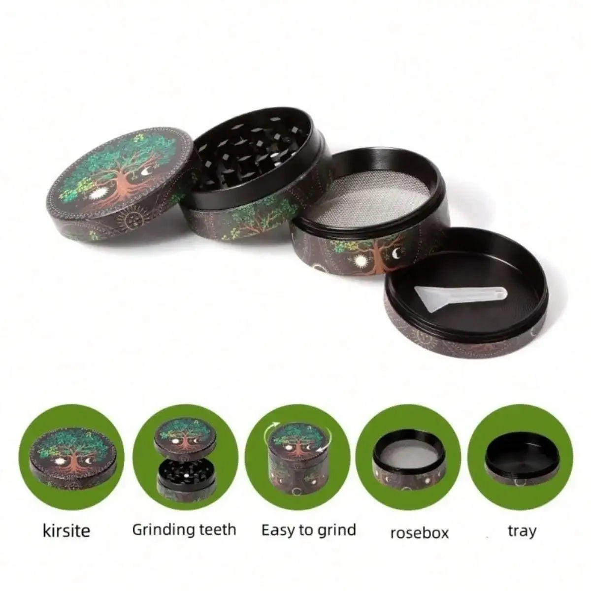 40/50mm Leopard Print Herb Grinder 4-layer Pepper Mill Salt Spice Mortar Metal Tobacco Grass Raw Grinder Smoking Kitchen Tool
