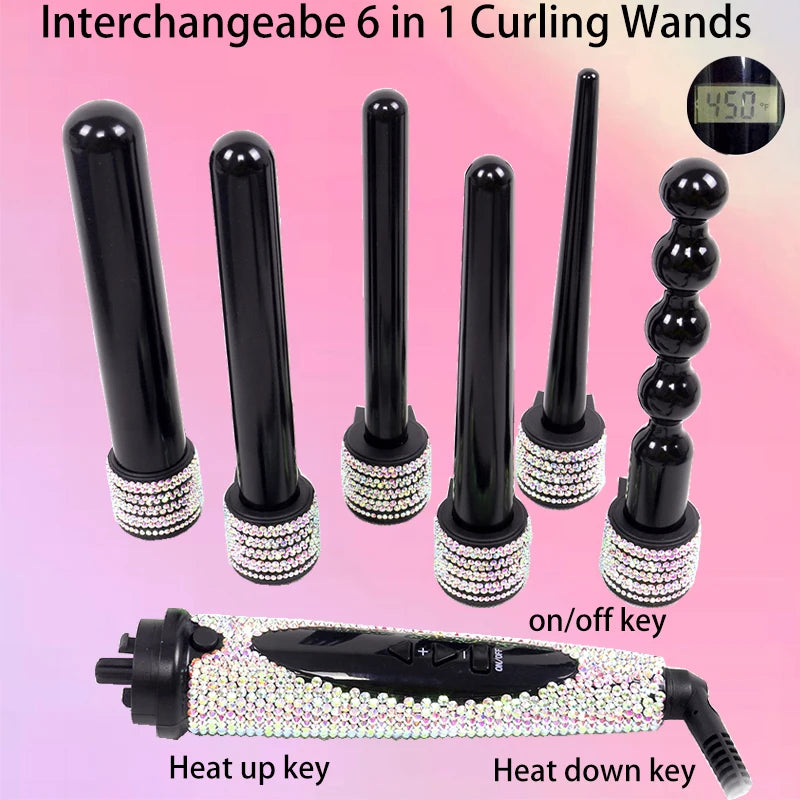 Rhinestone Diamond Hot Tools Set Hair Straightener Iron Comb Ionic Blow Dryer Curling Irons Hair Styling Appliances