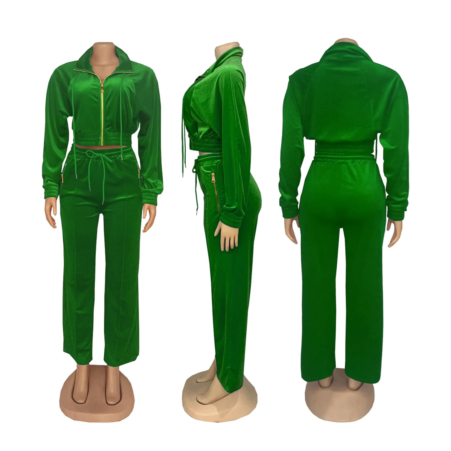 Pants Set Women Two Piece Sets Matching Sets Y2k Streetwear Zipper Coats Long Pants Elastic Waist Sportswear Tracksuit Jogger