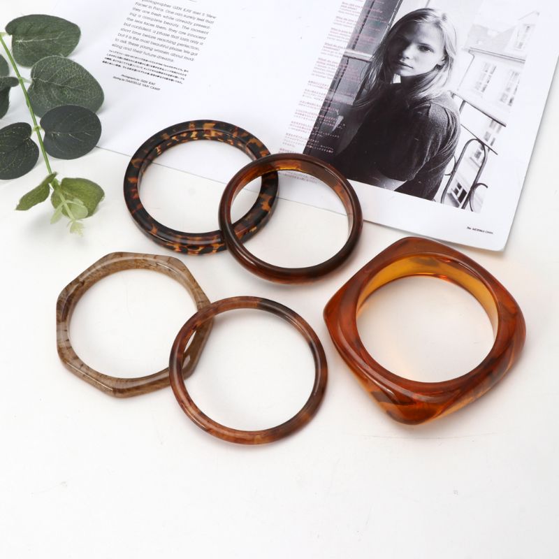 Niche Tortoiseshell Acrylic Bracelet Resin Leopard Mottled Bangle Gift for Wife