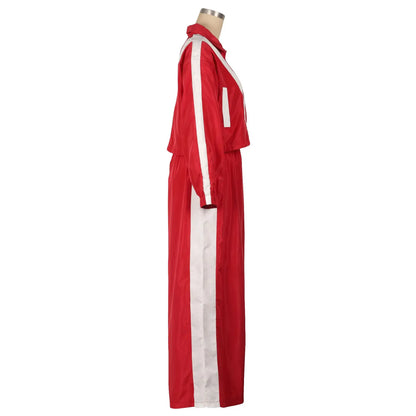 CM.YAYA Active Patchwork Women's Set Zipper Sweatshirt Jacket and Wide Leg Pants Suit 2025 INS Two 2 Piece Sets Outfit Tracksuit