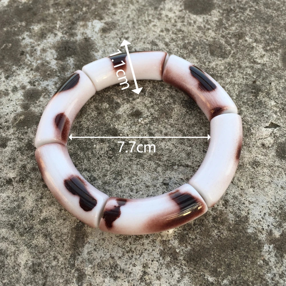 FishSheep Vintage Leopard Print Acrylic Stackable Bracelets Bangles for Women Resin Stretchy Bracelet 2023 Fashion Jewelry Gift