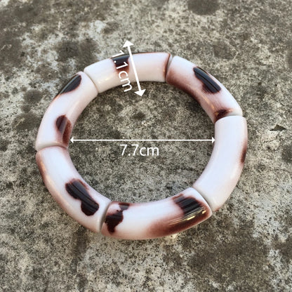 FishSheep Vintage Leopard Print Acrylic Stackable Bracelets Bangles for Women Resin Stretchy Bracelet 2023 Fashion Jewelry Gift