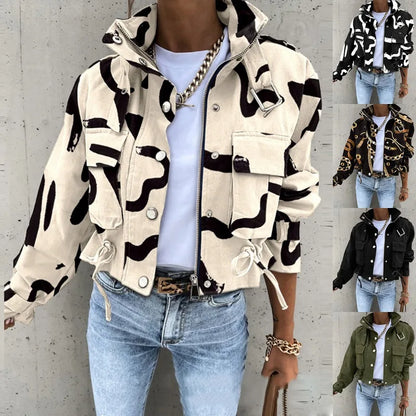 Woman Jacket Clothing Streetwear Autumn &winter Elegant Slim Round Neck Solid Pocket Button Design Long Sleeve Workwear Coats