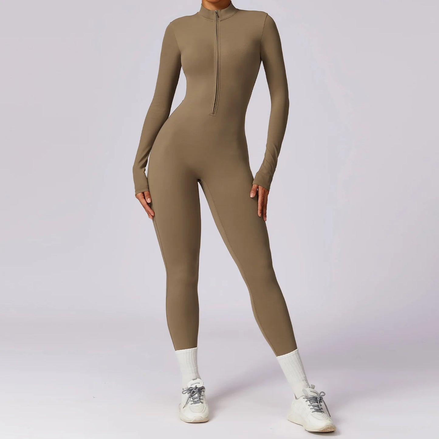 Customized LOGO women's zipper long-sleeved yoga onesie high-intensity fitness sports onesie tights