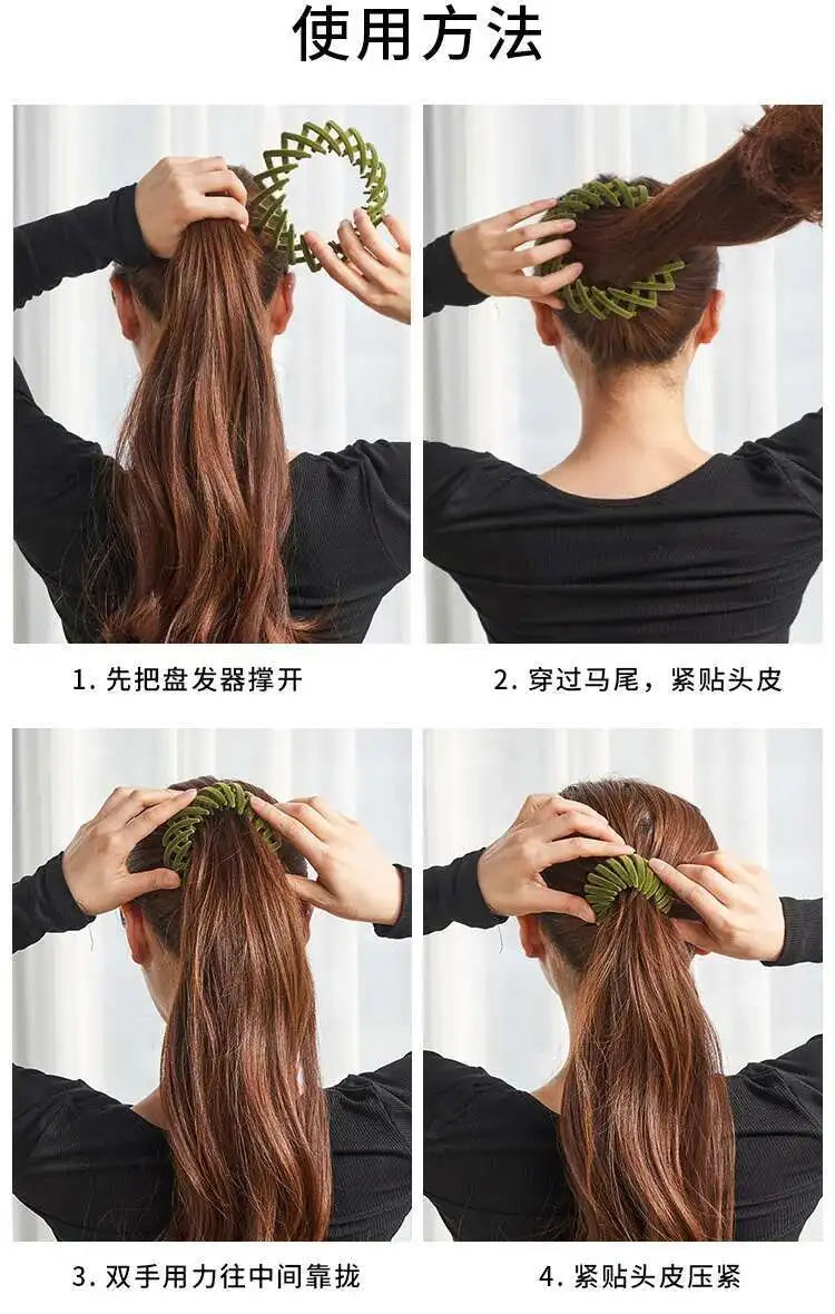 2021 Women Hair Device Big Hair Claw Clips Bird's Nest Hairpin Korean Bun Hair Disk Ponytail Solid Curler Headwear Accessories