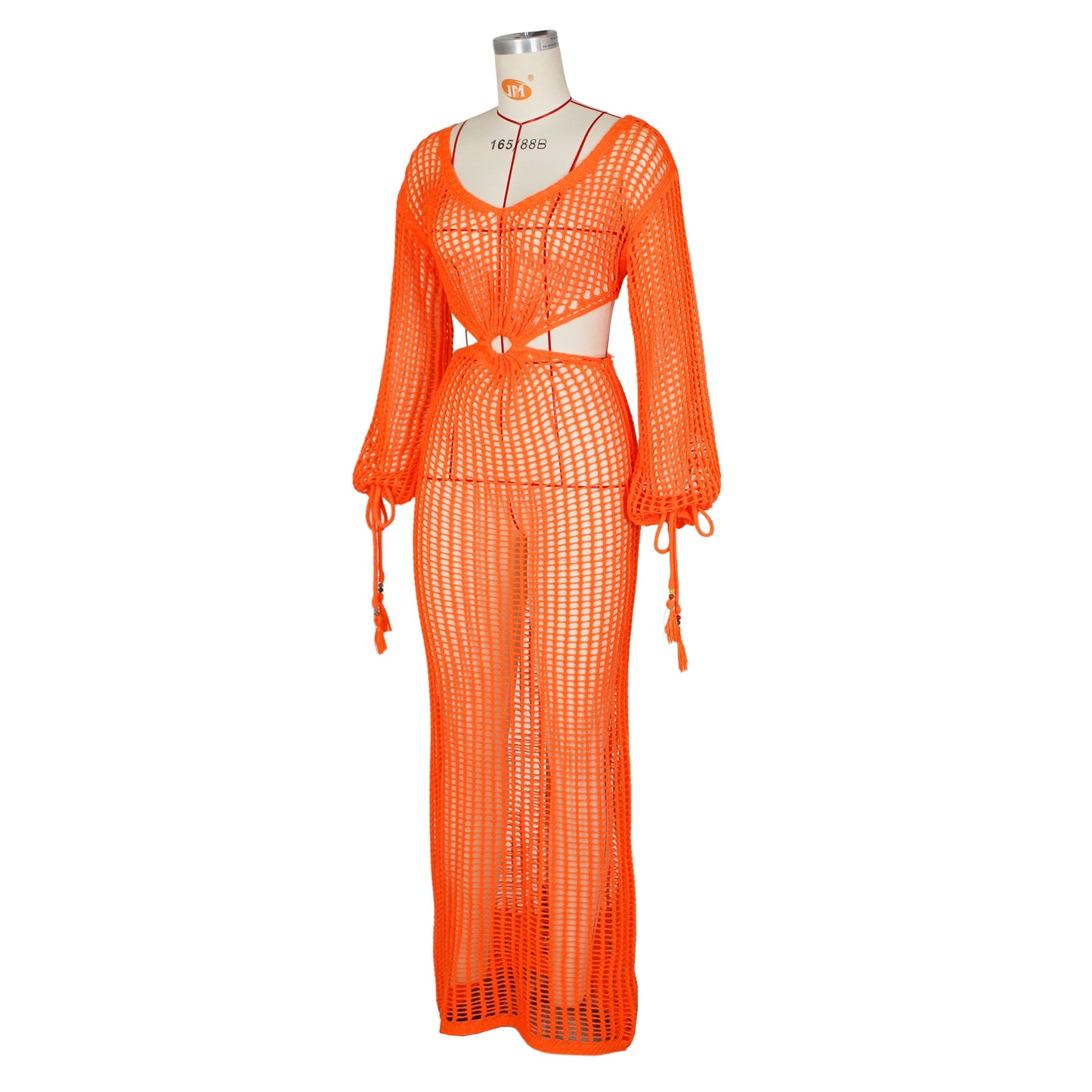 JRRY Sexy Women Crocheted Dresses Tassels Crochet Dress Cover Ups Hollow Out Knitted Beach Swimsuits
