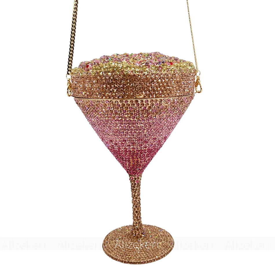 Alizekerr Goblet Rhinestone Evening Bags Women Gorgeous Boutique Unique Flower Crystal Clutch Purses And Handbags Wedding Party