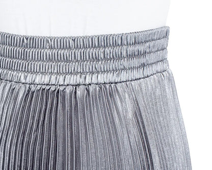 Women's Fashion Pleated Mermaid Long Skirt Korean Style Casual High Waist Satin Flowy Skirts Shiny 19 Colors 2024 Spring SK500