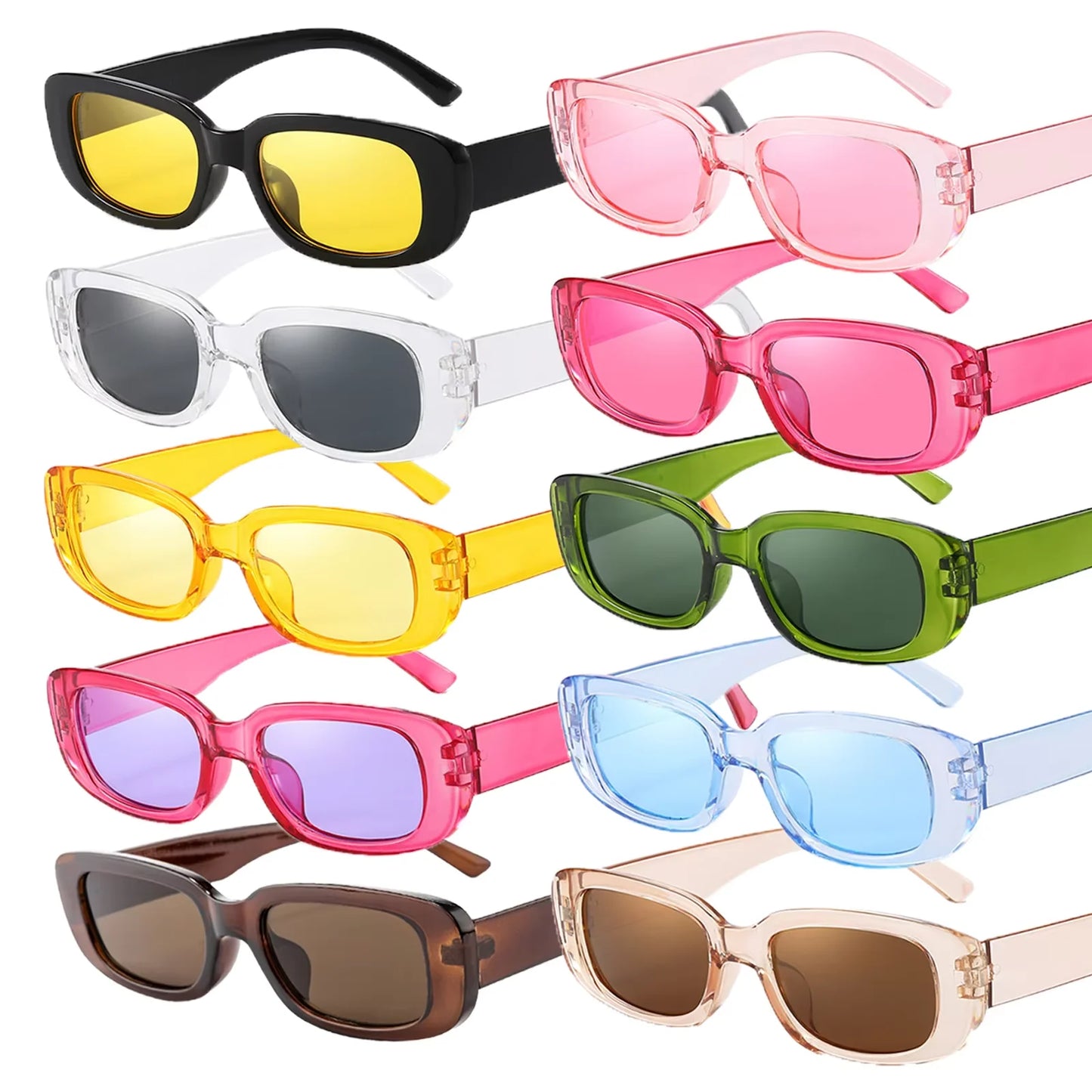 10-80Pcs Retro Rectangle Frame Sunglasses Hen Party Sunglasses Y2K Fashion Sunglasses for Woman Man Party Birthday Photograph