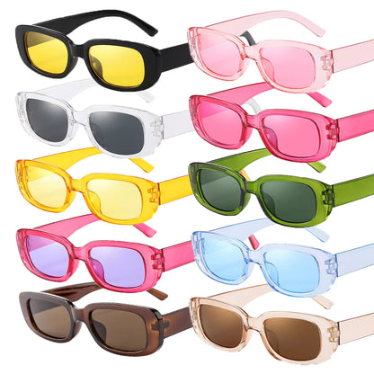 10-80Pcs Retro Rectangle Frame Sunglasses Hen Party Sunglasses Y2K Fashion Sunglasses for Woman Man Party Birthday Photograph
