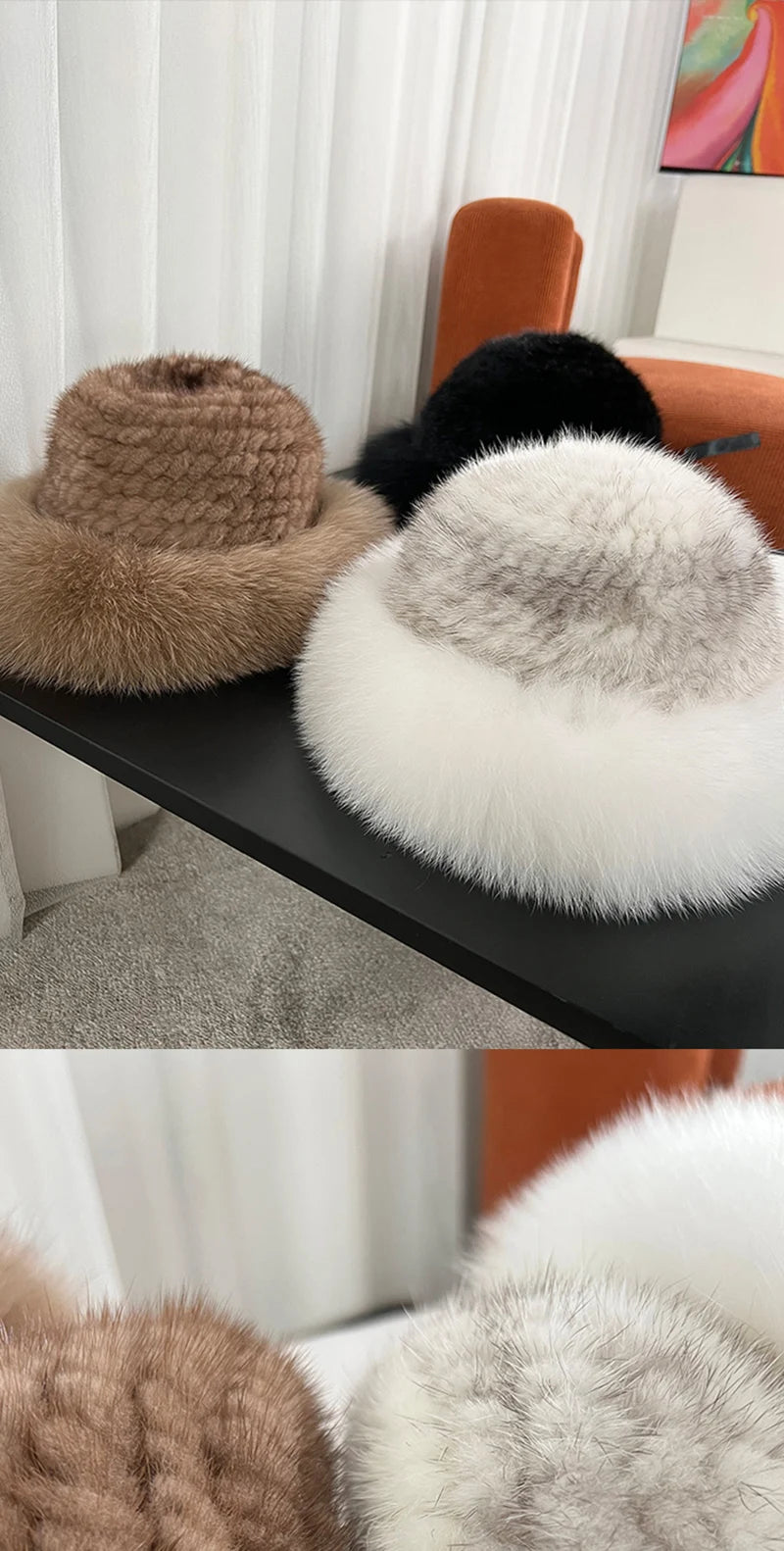 New Genuine Real Natural Knitted Mink Fur Hat Cap Luxury Women Handmade Knit Fashion Winter Headwear Warm Real Fox Fur Beanies