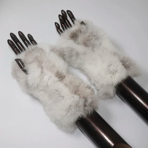 New Arrival Female Natural Rabbit Fur Gloves Knitted Warm Real Rex Rabbit Fur Mittens Women Winter Outdoor Rex Rabbit Fur Gloves