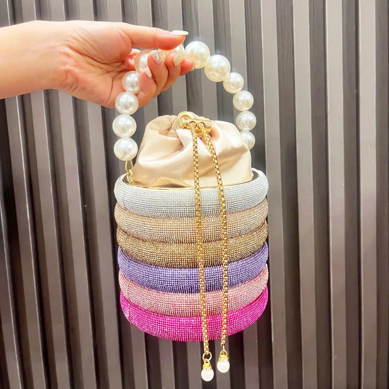 handmade Rhinestones Evening clutch Bag Purses and handbag luxury Designer shoulder bag Shiny Crystal Clutch purse bucket bag