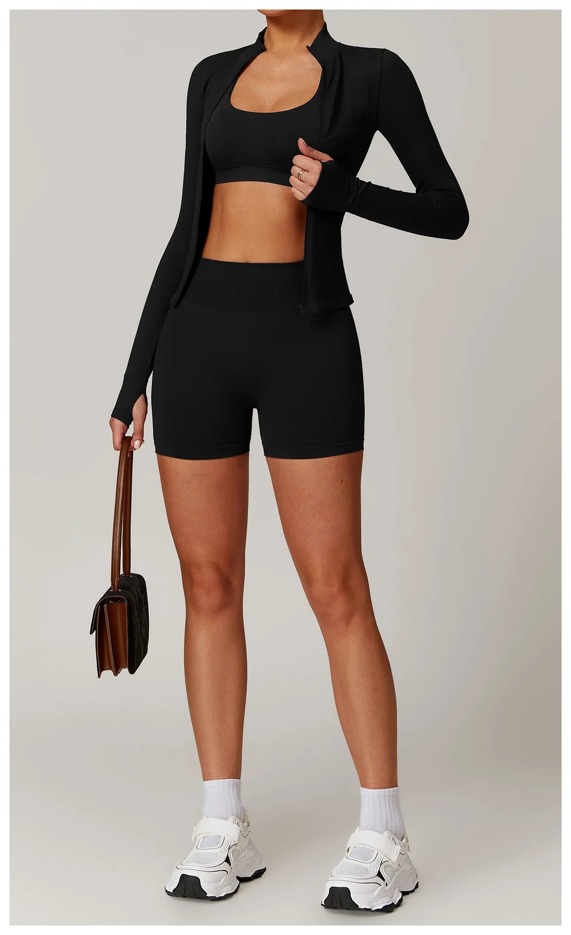 Customized LOGO women's seamless stand-up collar zipper yoga clothes jacket windproof slim top sports running jacket jacket