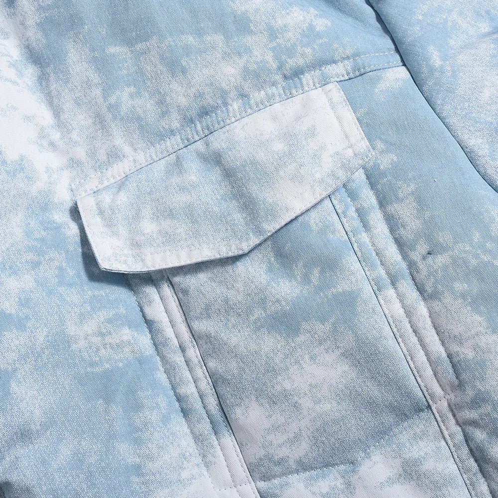 CM.YAYA Streetwear Women Tie Dye Print Long Sleeve Parkas Jacket Thick Warm 2024 Winter Autumn Outwear Coats