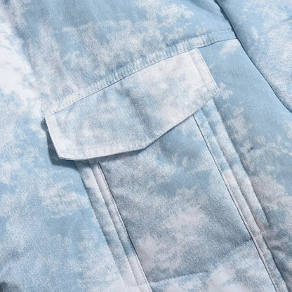 CM.YAYA Streetwear Women Tie Dye Print Long Sleeve Parkas Jacket Thick Warm 2024 Winter Autumn Outwear Coats