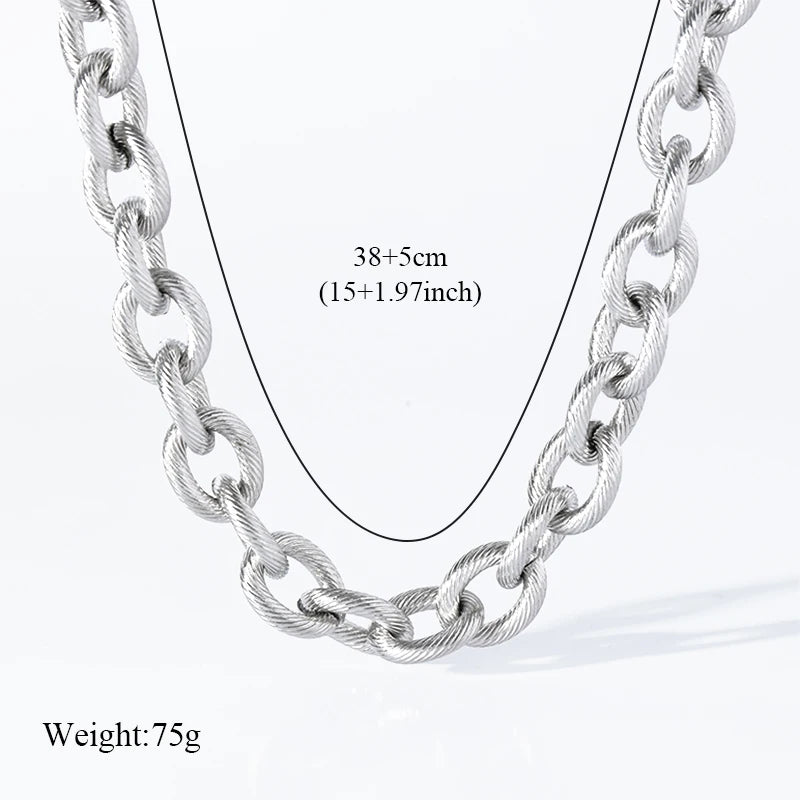 EILIECK 316L Stainless Steel Gold Silver Color Thick Chain Necklace For Women Fashion Cuban Neck Chain Waterproof Jewelry Gift