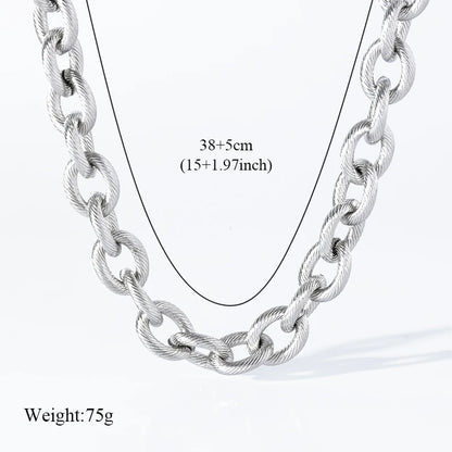 EILIECK 316L Stainless Steel Gold Silver Color Thick Chain Necklace For Women Fashion Cuban Neck Chain Waterproof Jewelry Gift