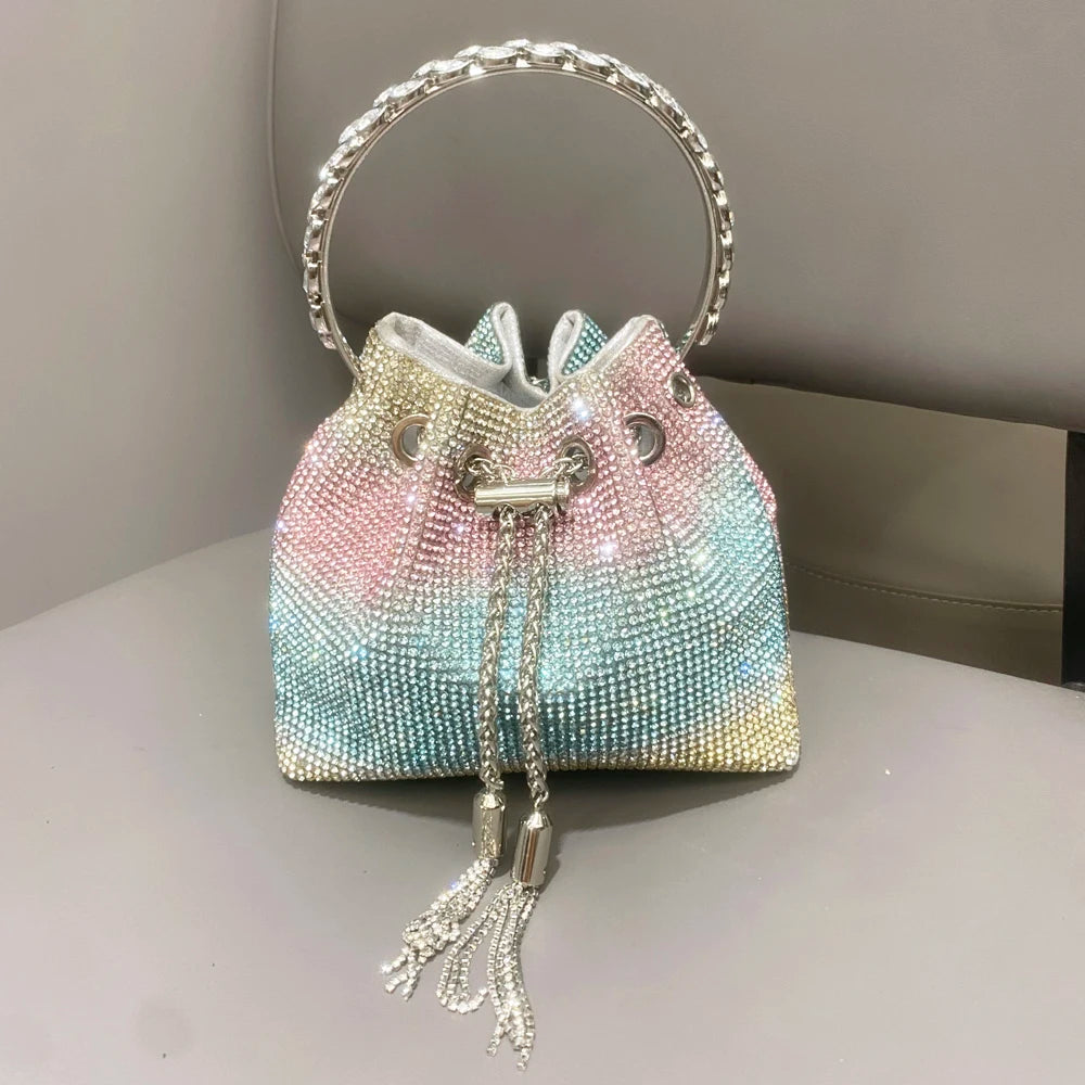 purses and handbags bags for women luxury Designer bucket clutch purse evening banquet bag Crystal rhinestone shoulder bags