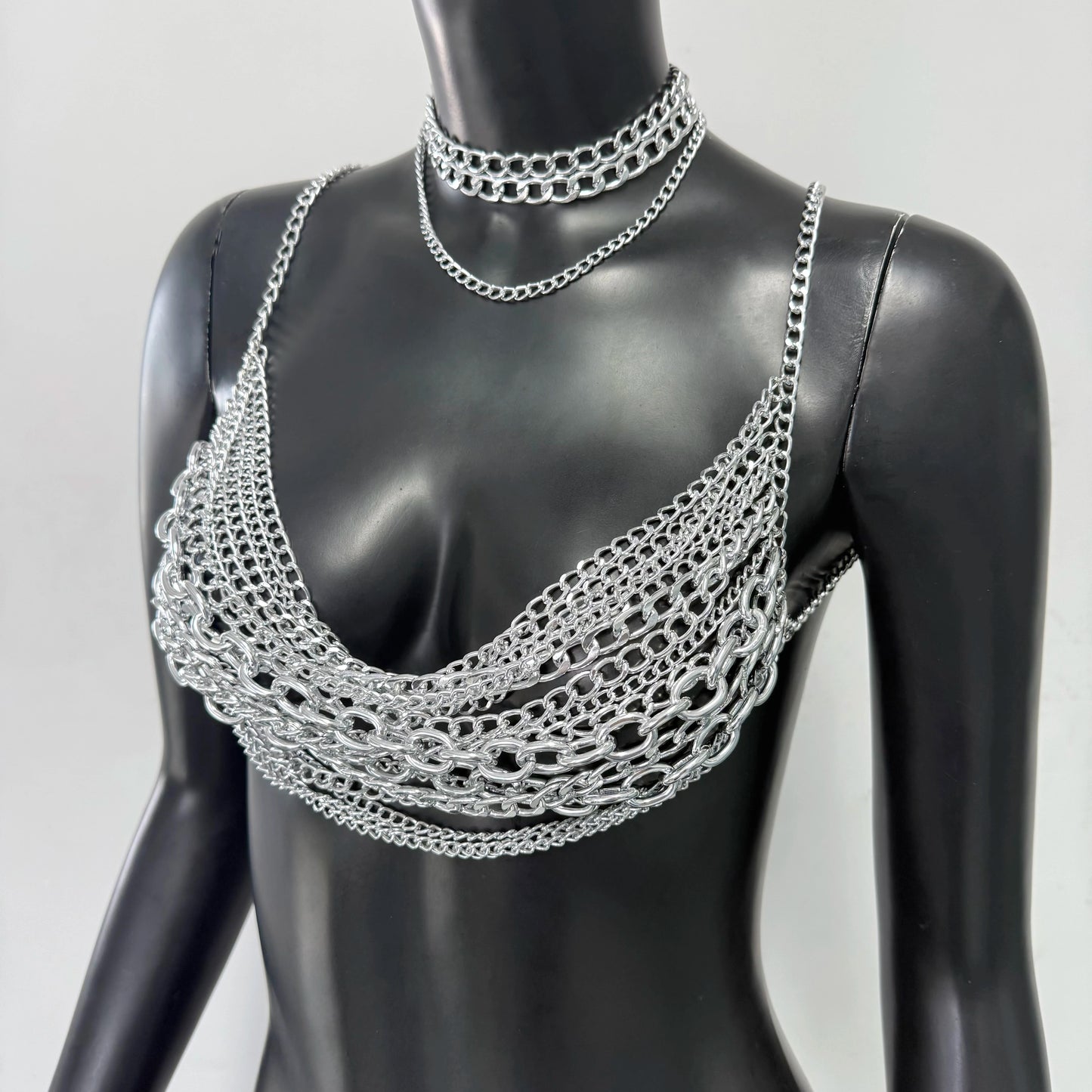 New Variety Of Body Chain Temperament White Pearl Suspender Silver Chain Top Metal Layered Fashionable Women's Clothing