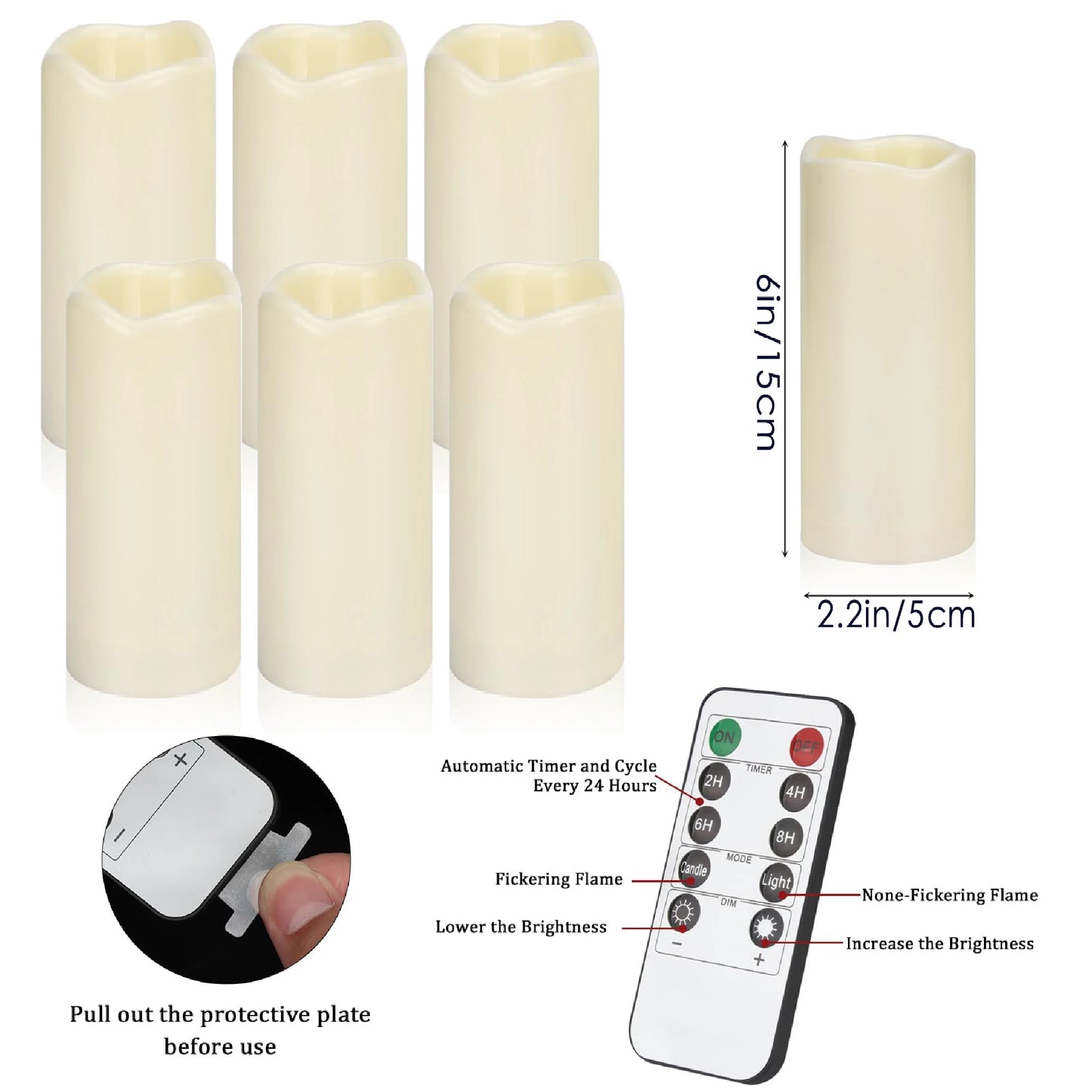 6-240Pcs LED Pillar Candles Flameless Battery Operated Candles Wedding Flickering Candle for Concert/Home Decor/Party Supplies