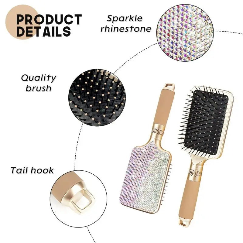 Luxury Bling Crystal Paddle Brush cepillo para cabello escova de cabelo brosse cheveux femme Hairdressing Styling Tools