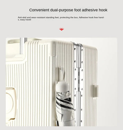 Suitcase Front Opening Pocket Aluminum Alloy Frame Rolling Luggage with USB Charging Plug Trolley Carry-on Case Bag with Wheel