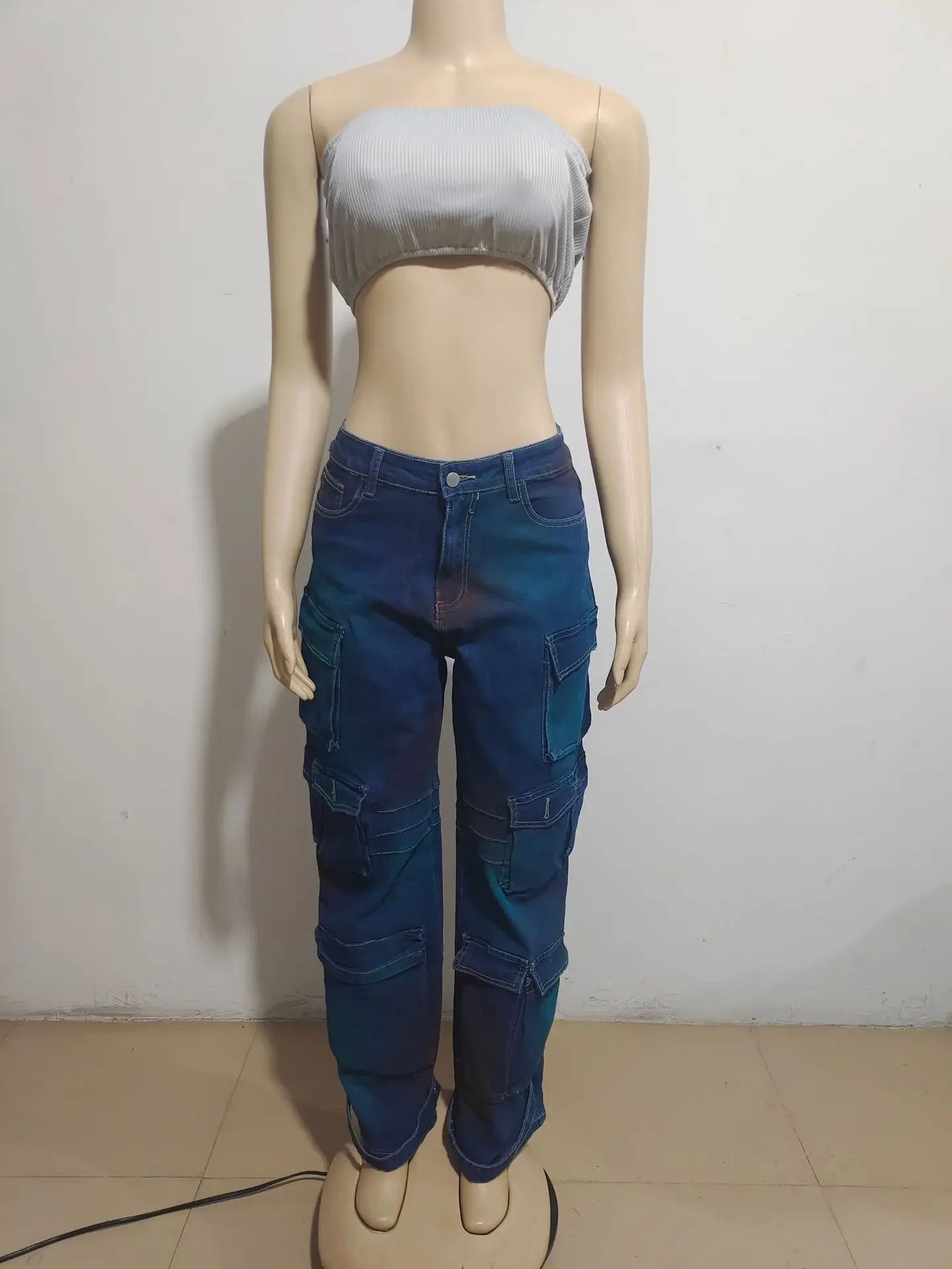 Solid Casual Baggy Cargo Pants for Women Youthful Female Trousers Multi-pocket Fashion Vintage Women's High Waist Wide Pants
