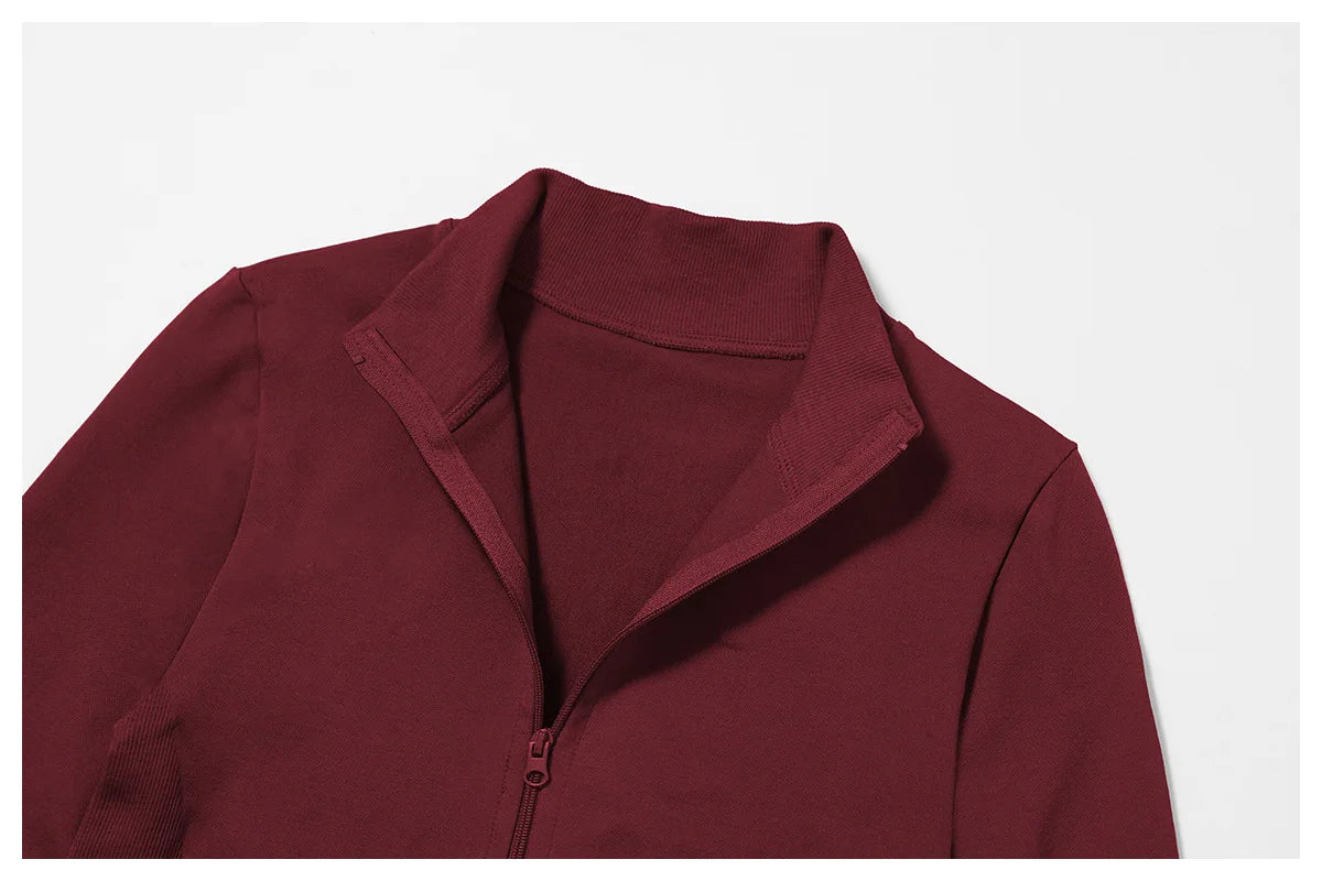 Customized LOGO women's seamless stand-up collar zipper yoga clothes jacket windproof slim top sports running jacket jacket