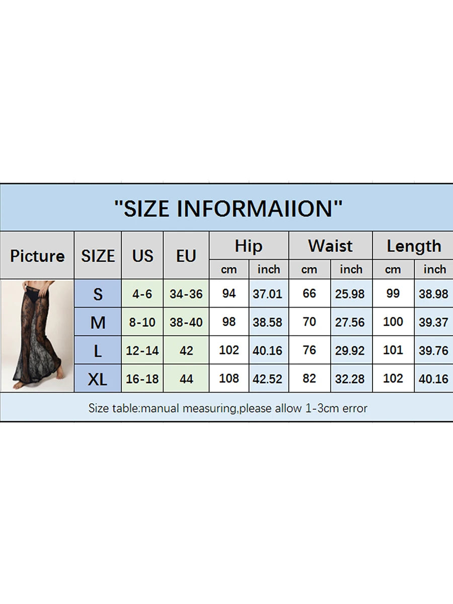 Women's Summer Sheer Lace Skirt Trendy Long Cocktail Skirt for Bar, Beach, Party