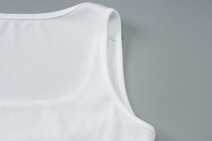 Dulzura Ribbed Sleeveless Water Droplets Diamond Decorated Tank Sexy Casual Bodycon Top Party Club Streetwear Spring Summer