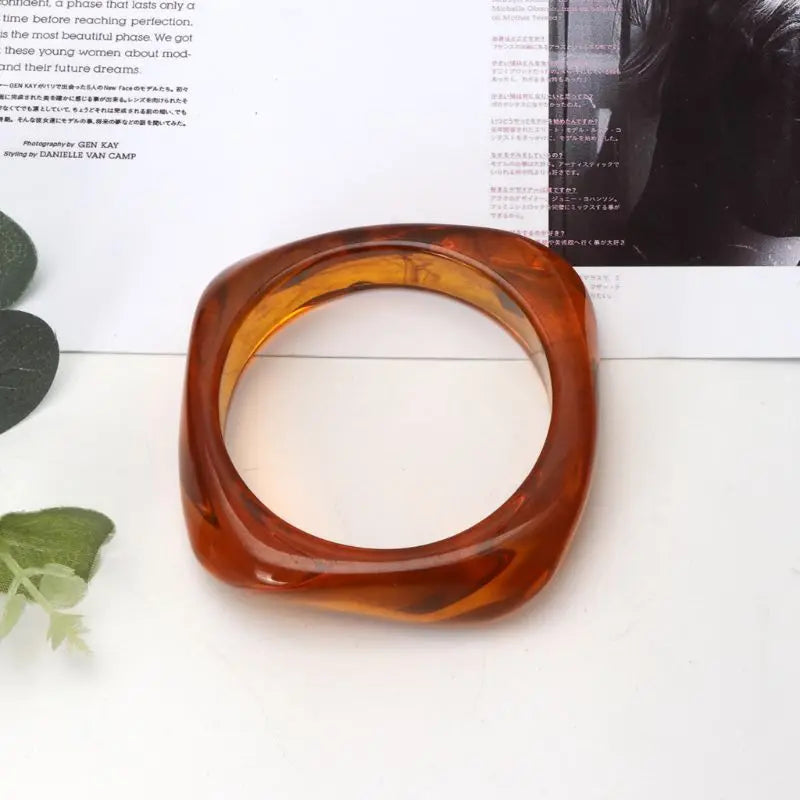 Niche Tortoiseshell Acrylic Bracelet Resin Leopard Mottled Bangle Gift for Wife