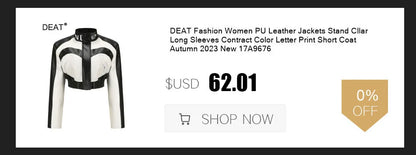 DEAT Fashion Women's Jackets Hooded Zipper Short Contrast Color Drawstring Deconstruction Coat Autumn 2025 New Tide 7AB4742