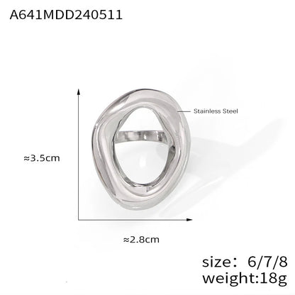Fashion Minimalist Large Rings For Women Stainless Steel Gold Plated Waterproof Hip-hop Women's Finger Ring Aesthetic Jewelry