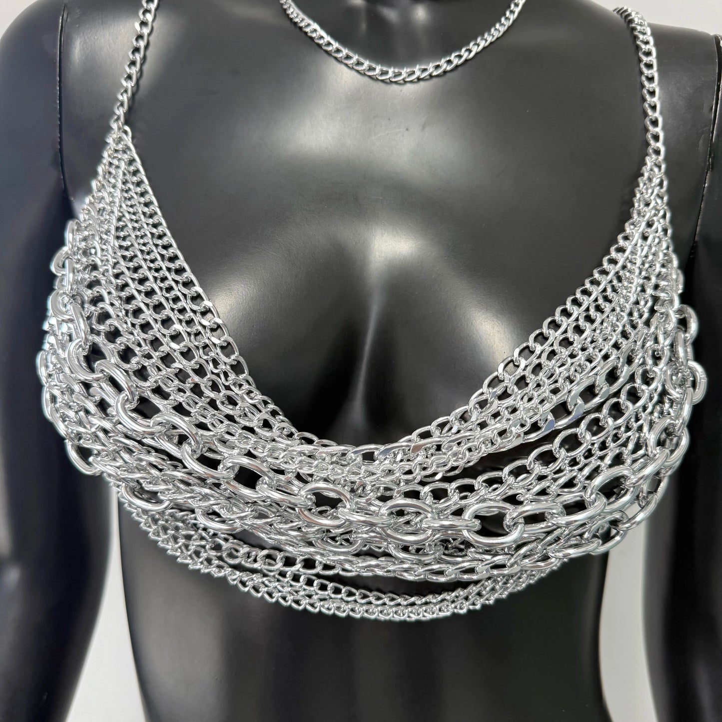 New Variety Of Body Chain Temperament White Pearl Suspender Silver Chain Top Metal Layered Fashionable Women's Clothing