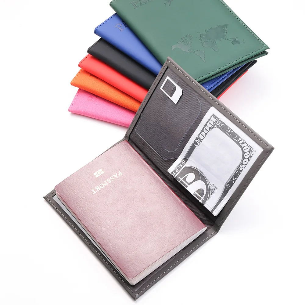 Women Men RFID Vintage Business Passport Covers Holder Multi-Function ID Bank Card PU Leather Wallet Case Travel Accessories