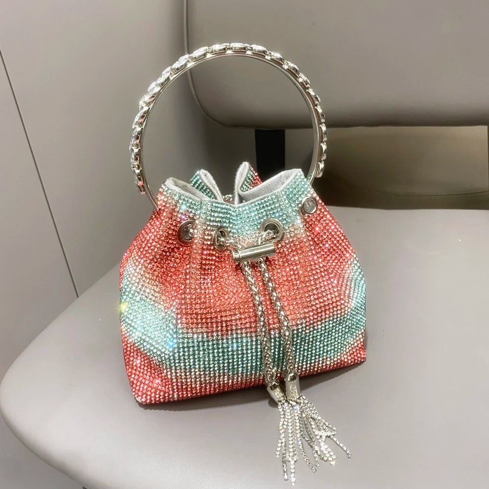 purses and handbags bags for women luxury Designer bucket clutch purse evening banquet bag Crystal rhinestone shoulder bags