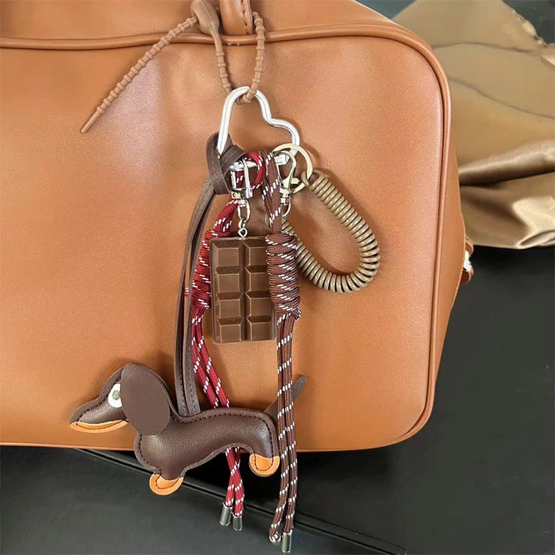 Braided Rope Bag Pendant High-grade Keychain Pendant Ruth's Same Style Dachshund Pendant Suitable For Phone Bag Accessories