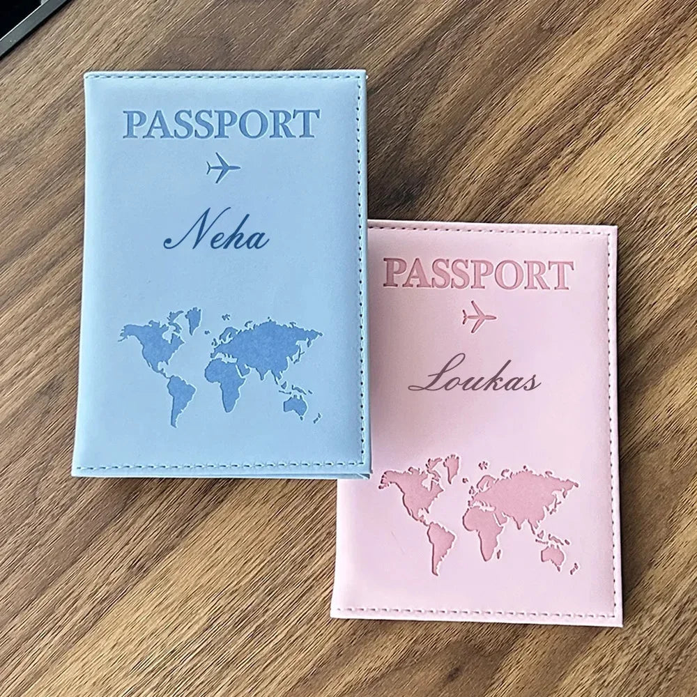 Customized EU European Union Passport Cover Couple Map Passport Book Covers Women Travel Personalised Wedding Drop Shipping