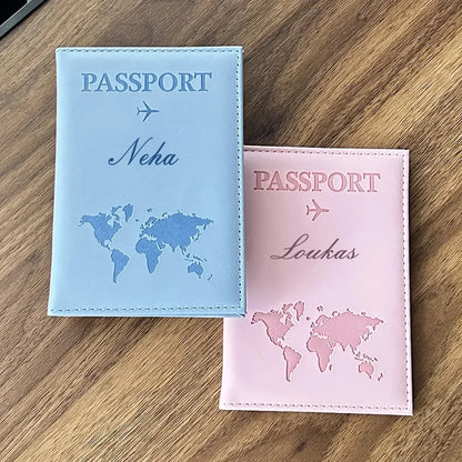 Customized EU European Union Passport Cover Couple Map Passport Book Covers Women Travel Personalised Wedding Drop Shipping