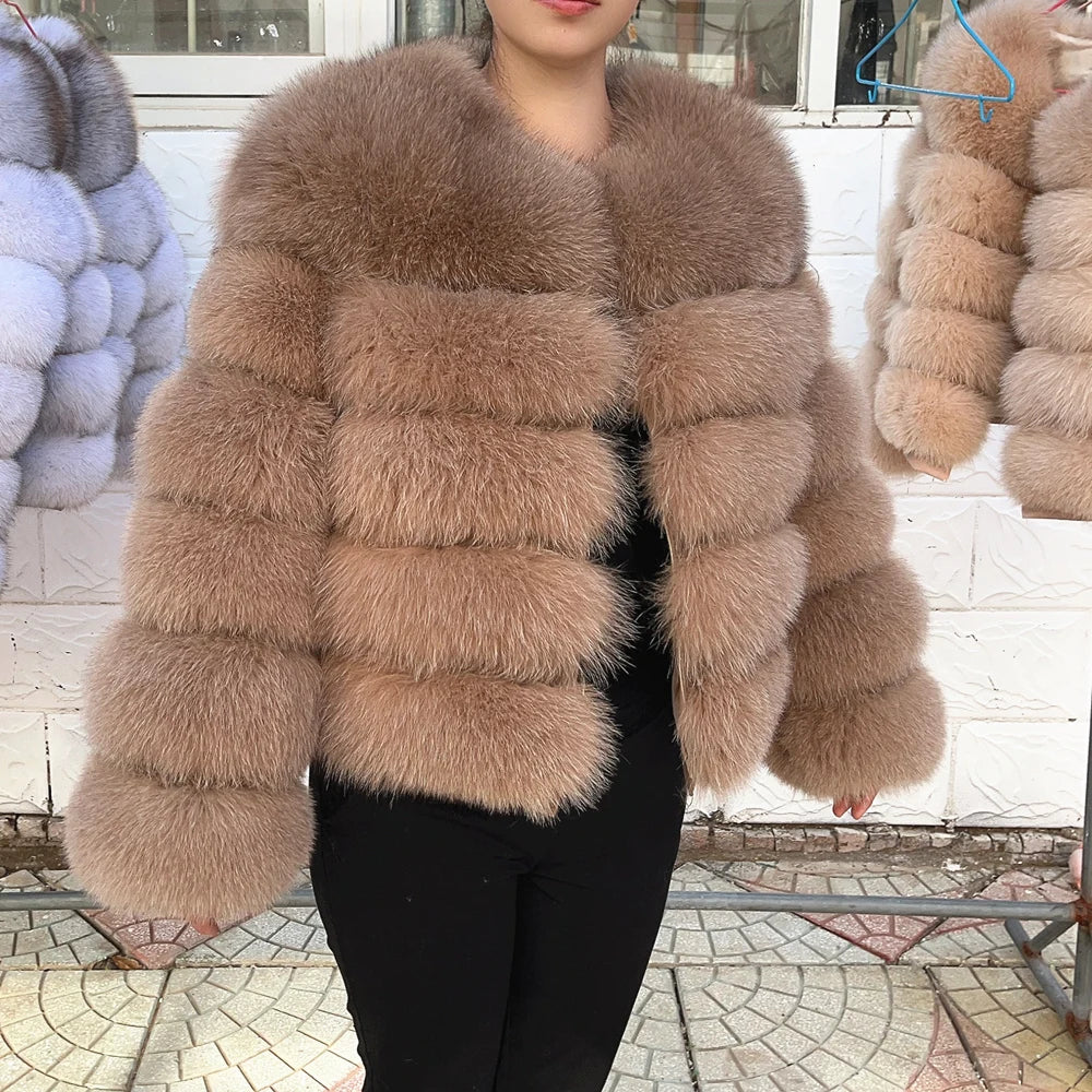 QUEENTINA Fox Fur Coat Real Winter Women'S New Fashion Furry 2025 Leather And Skin White Clothing Natural New In Coats & Jackets
