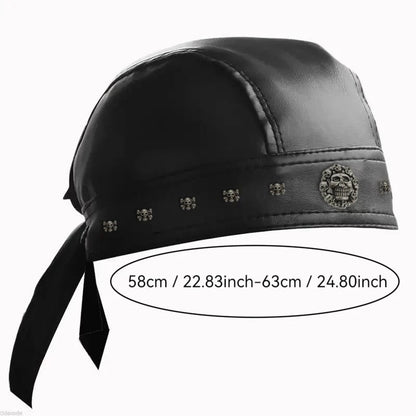 Black Leather Skull Bandana Motorcycle Helmet – Edgy Halloween Gift for Urban Biker Cosplay