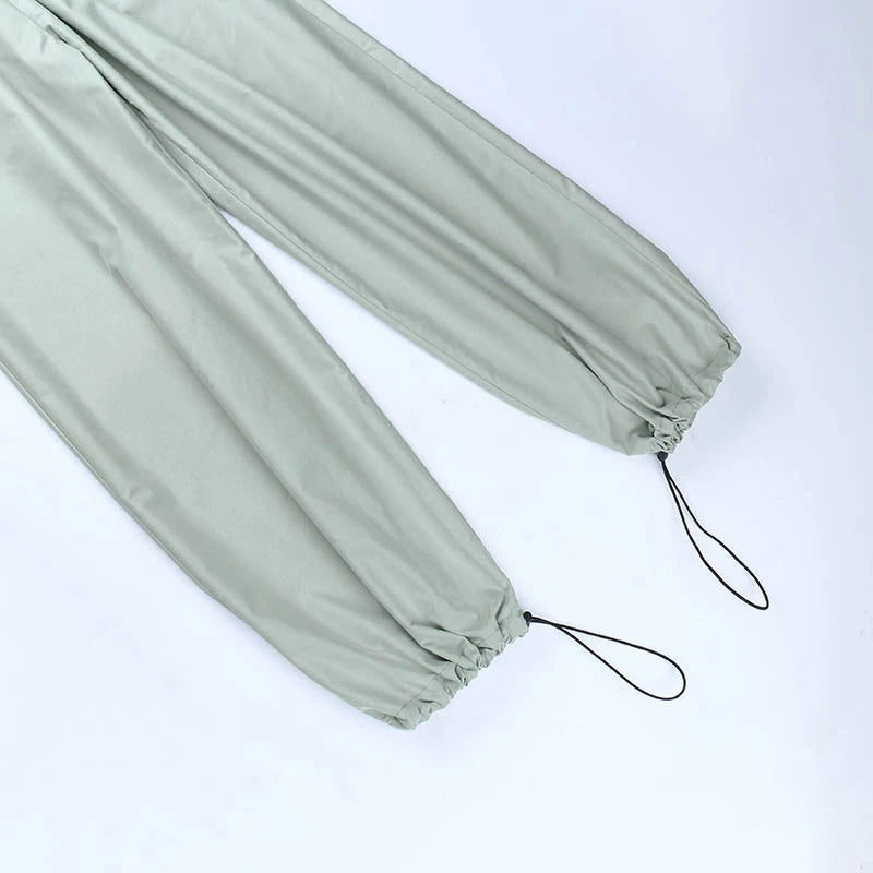 Y2k Cargo Women Drawstring Pants Low Waist Sweatpant Streetwear Vintage Baggy Wide Leg Trousers Oversized Parachute Jogger Pants
