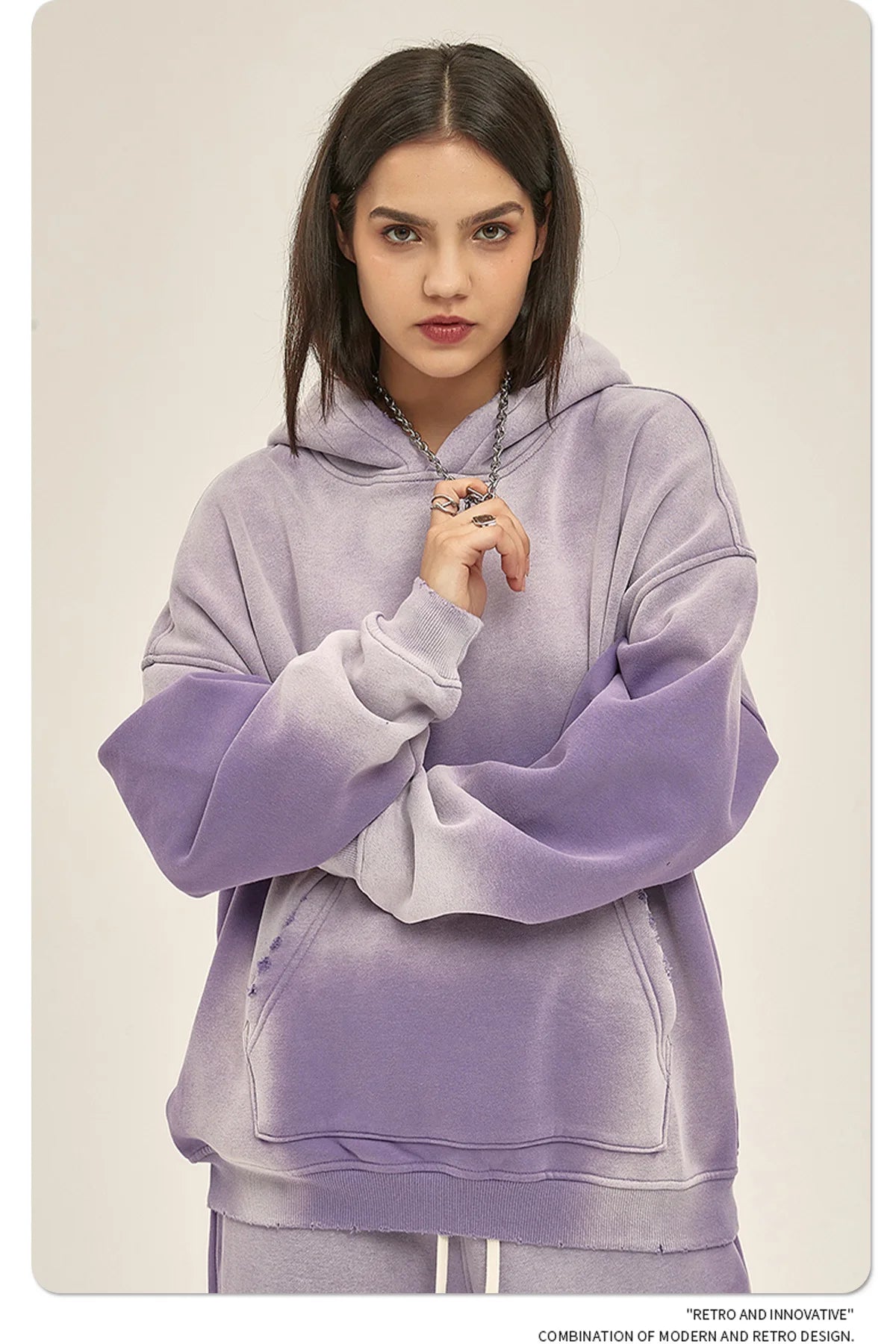 Custom LOGO 2025 autumn winter new 360G heavy sweater men's women's spray-dyeing old thickened hooded trendy sweater trousers clothes set