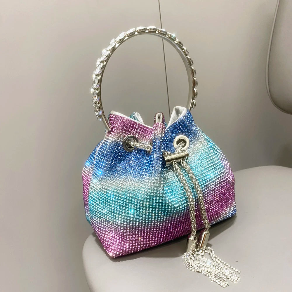 purses and handbags bags for women luxury Designer bucket clutch purse evening banquet bag Crystal rhinestone shoulder bags
