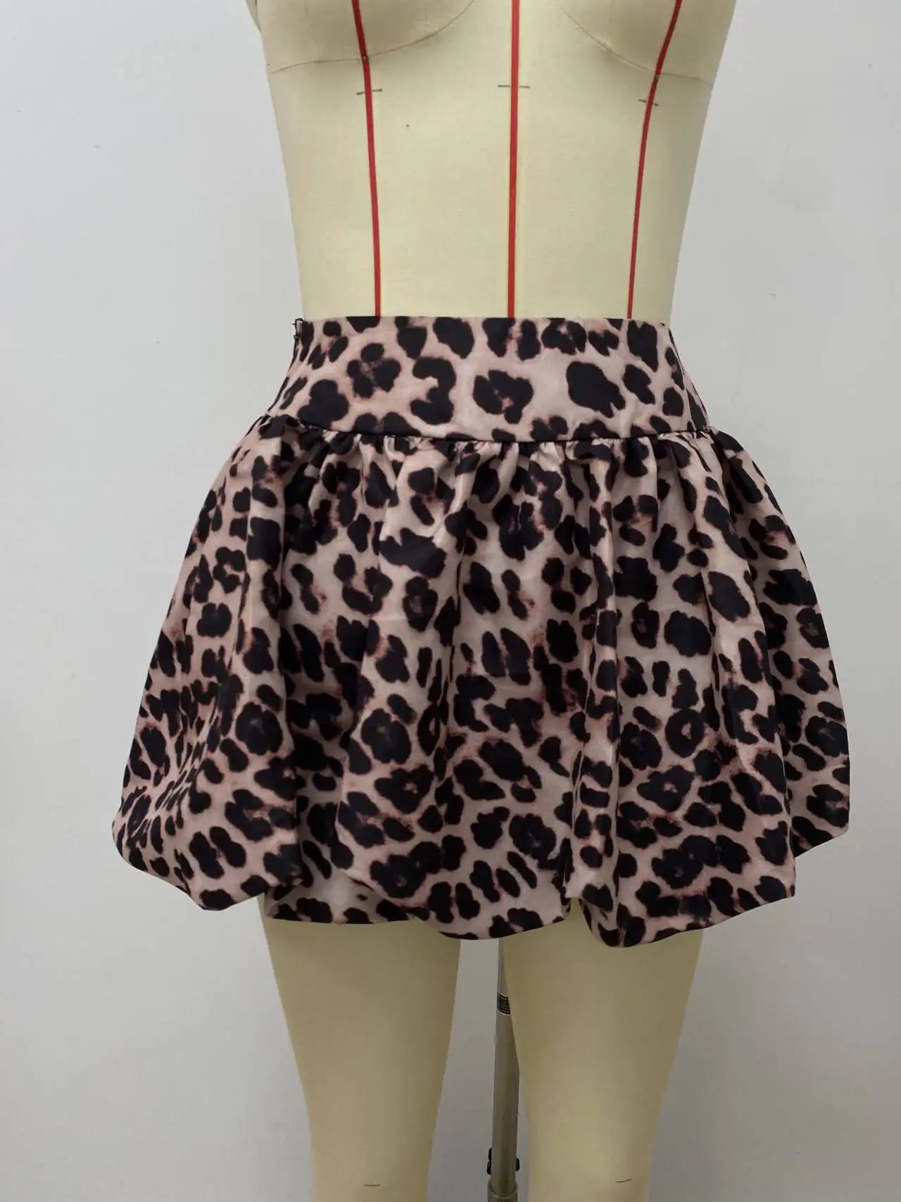 CMYAYA Autumn Bubble A-Line Basic Plaid Leopard High Waist Women's Bud Skirt Sweet Cute Sexy Casual 2024 Street Skirts Vacation