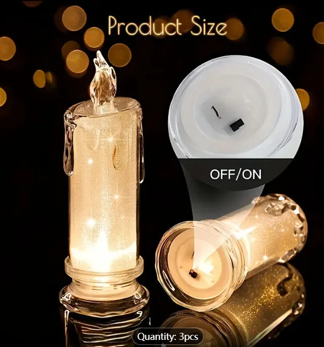 3PCS LED Candle Lanterns with Battery, Perfect for Family Dinners, Weddings, Birthdays, Valentine’s Day, and Bedroom Decoratio