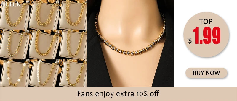 EILIECK 316L Stainless Steel Gold Silver Color Thick Chain Necklace For Women Fashion Cuban Neck Chain Waterproof Jewelry Gift