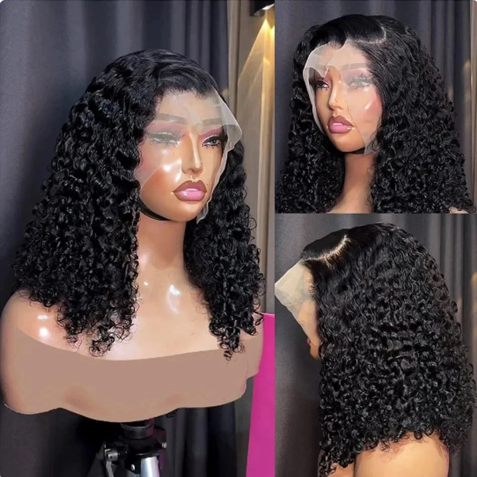 200% Density HD 13x4 Lace Jerry Curly Bob Wig 4x4 Lace Closure Loose Deep Wave Lace Front Human Hair Wig 100% Remy Human Hair